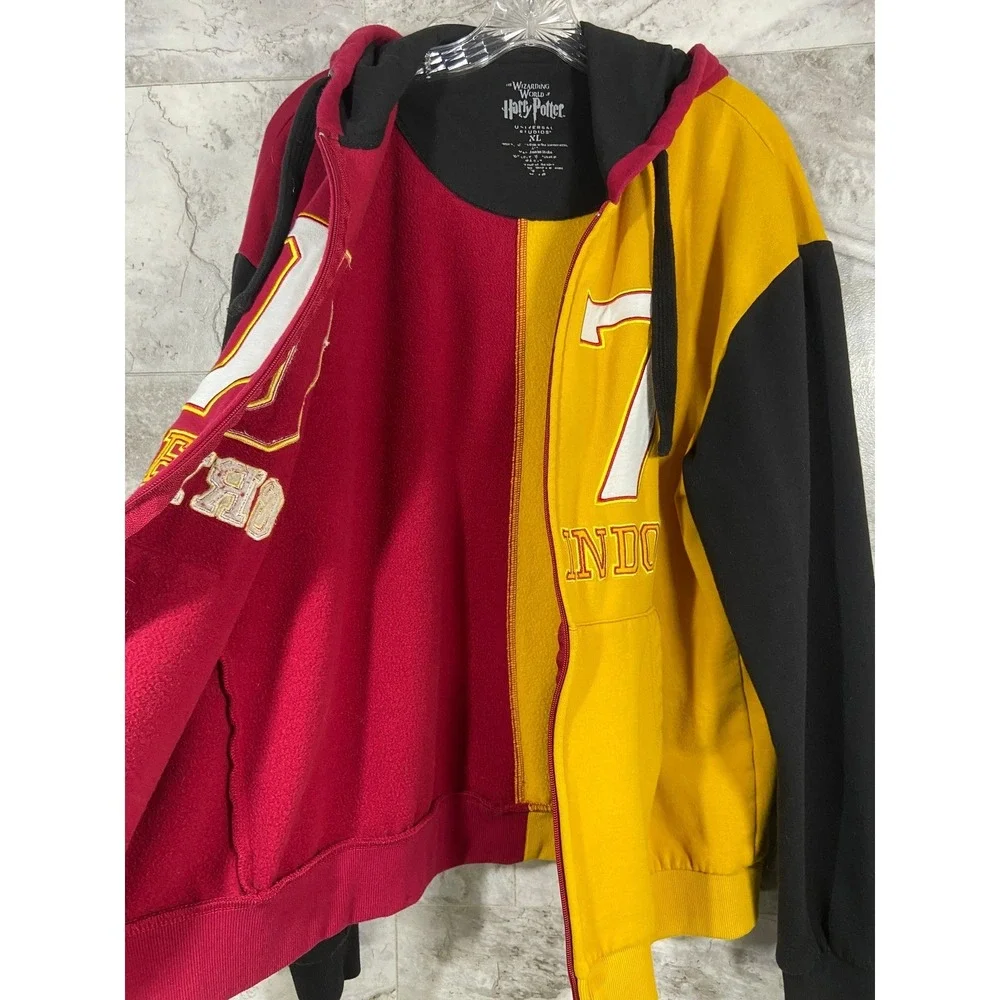 Harry Potter Gryffindor Wizarding World Hoodie Full Zip Red Yellow Black XL Y2K - Picture 3 of 11